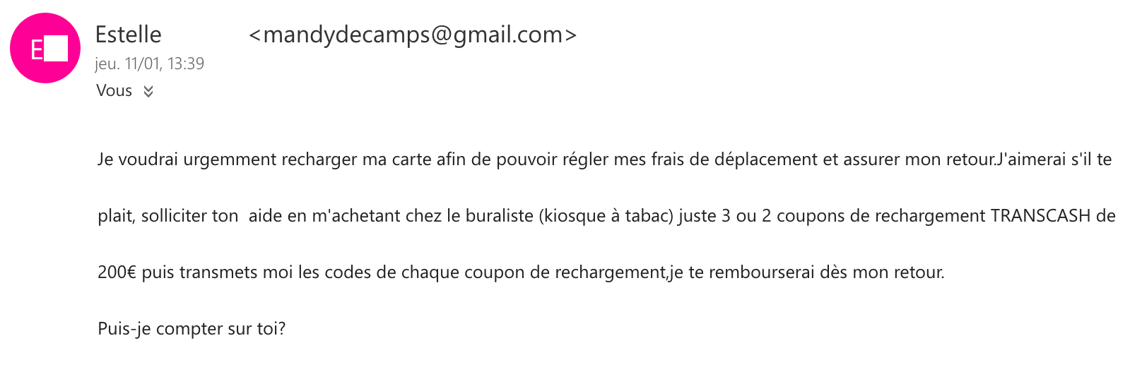 La demande du brouteur : de l'argent, comme par hasard !